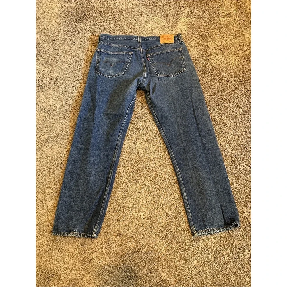 Levi's 501 Jeans Mens 38x30 Regular Straight Leg Button Fly Dark Wash Blue Denim